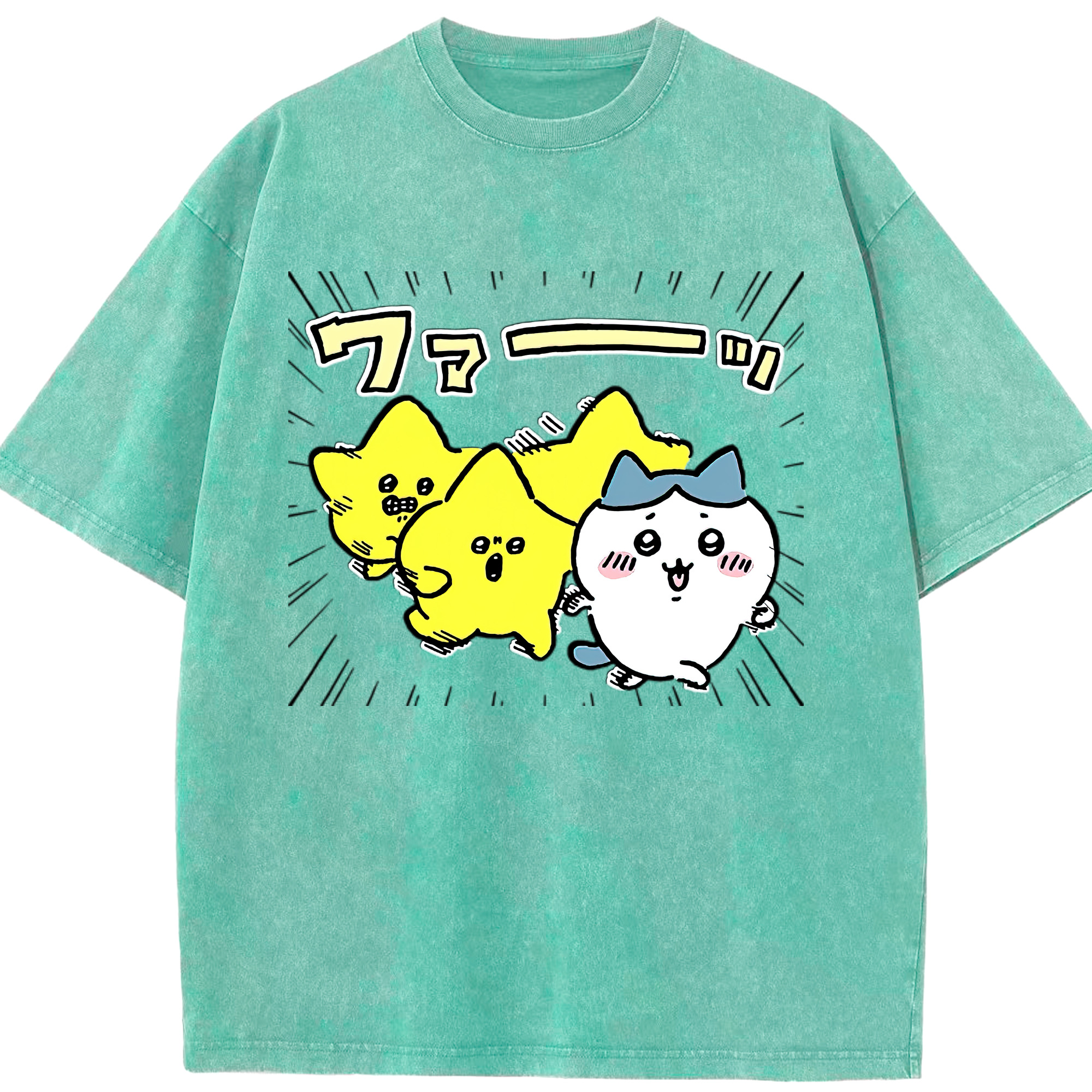 （画像用） ちいかわ 流れ星 Chii-kawa Shooting star 綿100% ヴィンテージ風 半袖Tシャツ（フロントプリント）